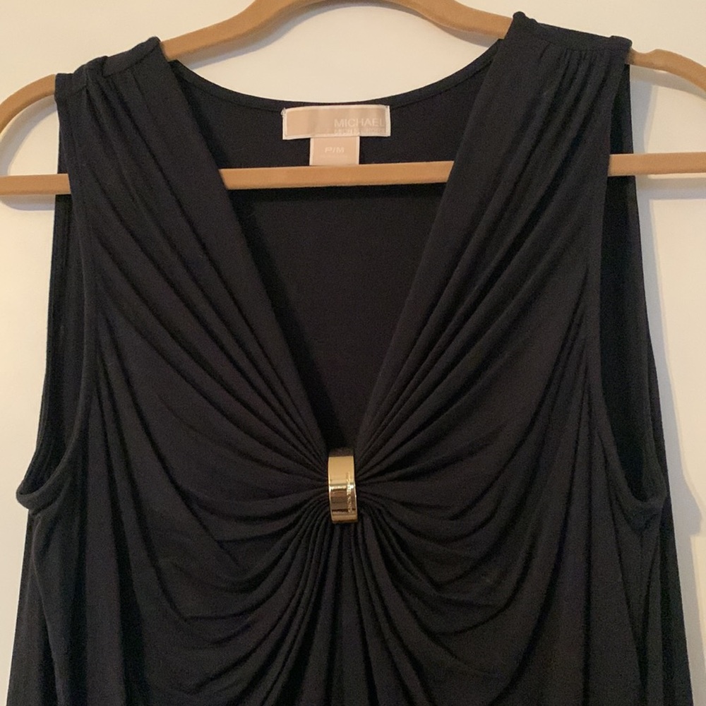 Michael Kors Black Sleeveless Top With Gold Hardware size Medium